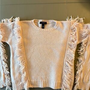 Aqua Girls Pink Cashmere Fringed Pullover Sweater. Size Large (12-14).